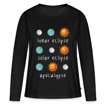 Éclipse lunaire Éclipse solaire Apocalypse Humour - T-shirt manches longues Premium bio Femme - noir - Devant - Julia (174cm)