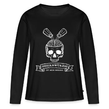 Gehirnwürzig - Frauen Premium Bio Langarmshirt - Schwarz - Vorne - Julia (174cm)