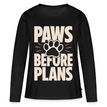 Paws Before Plans Hundeliebe - Frauen Premium Bio Langarmshirt - Schwarz - Vorne - Julia (174cm)