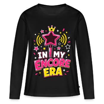 Dans mon micro de l’ère Encore - T-shirt manches longues Premium bio Femme - noir - Devant - Julia (174cm)