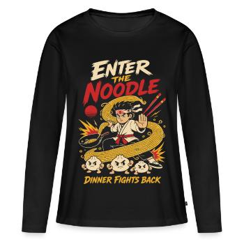 Voici l’humour des ramen d’arts martiaux aux nouilles - T-shirt manches longues Premium bio Femme - noir - Devant - Julia (174cm)