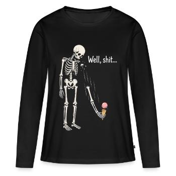 Eh bien merde, humour noir squelette gothique - T-shirt manches longues Premium bio Femme - noir - Devant - Julia (174cm)