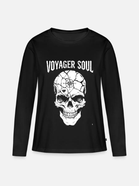 Reisendes Schädel: Seele der Expedition - Frauen Premium Bio Langarmshirt - Schwarz