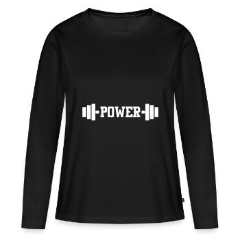 Powerlifting Powerbar Culturisme Fitness - T-shirt manches longues Premium bio Femme - noir - Devant - Julia (174cm)