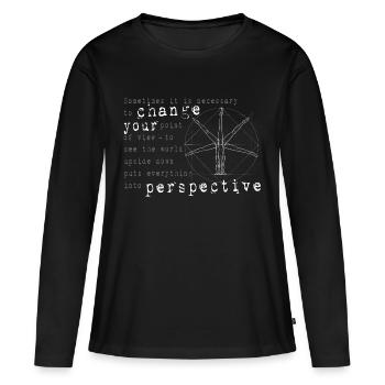 changer votre point de vue - changer le point de vue - T-shirt manches longues Premium bio Femme - noir - Devant - Julia (174cm)