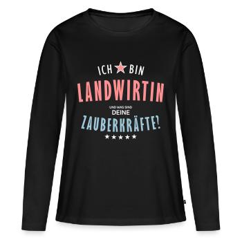 Landwirtin Beruf - Geschenk - Frauen Premium Bio Langarmshirt - Schwarz - Vorne - Julia (174cm)