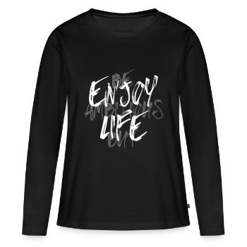 Sois un homme d’ambition, mais profite de la vie - T-shirt manches longues Premium bio Femme - noir - Devant - Julia (174cm)