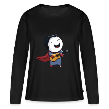 Superhero avec guitare - T-shirt manches longues Premium bio Femme - noir - Devant - Julia (174cm)