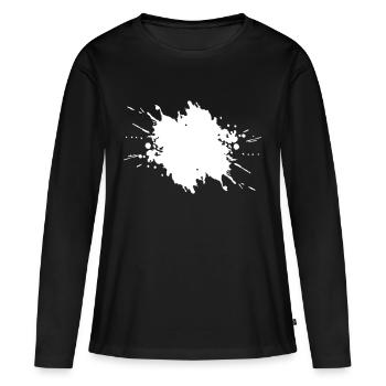 Tache d’éclaboussure 1 couleur Couleur du motif modifiable - T-shirt manches longues Premium bio Femme - noir - Devant - Julia (174cm)