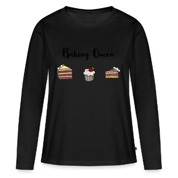 Baking Queen - Frauen Premium Bio Langarmshirt - Schwarz - Vorne - Julia (174cm)