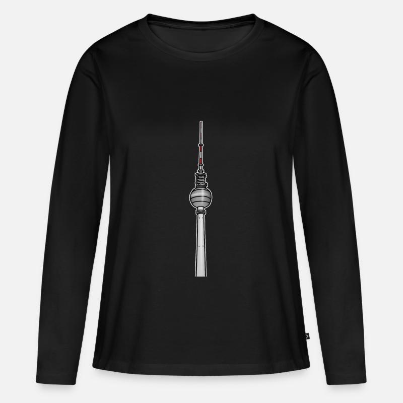Fernsehturm Berlin c - Frauen Premium Bio Langarmshirt - Schwarz