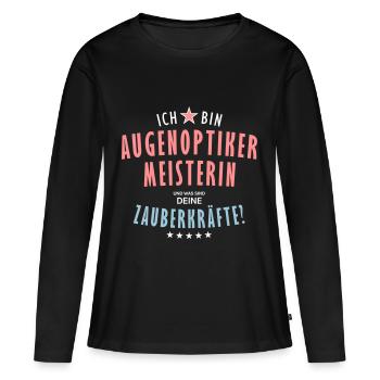 Augenoptikermeisterin Beruf - Geschenk - Frauen Premium Bio Langarmshirt - Schwarz - Vorne - Julia (174cm)