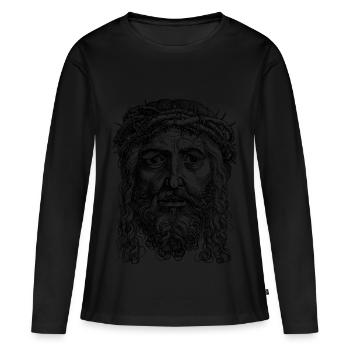 Jésus - T-shirt manches longues Premium bio Femme - noir - Devant - Julia (174cm)