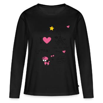 Girl love paris yoga scribble trip french geschenk - Frauen Premium Bio Langarmshirt - Schwarz - Vorne - Julia (174cm)