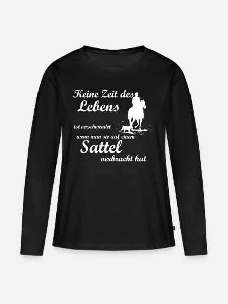 Pferd - Frauen Premium Bio Langarmshirt - Schwarz