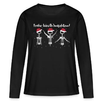 Tire-bouchon Joyeux Blanc (h) nuit - T-shirt manches longues Premium bio Femme - noir - Devant - Julia (174cm)