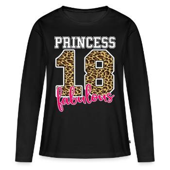 Numéro 18 Princesse 18ème anniversaire - T-shirt manches longues Premium bio Femme - noir - Devant - Julia (174cm)