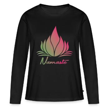 Namaste Cadeau Relaxation Zen Hindi Yoga - T-shirt manches longues Premium bio Femme - noir - Devant - Julia (174cm)