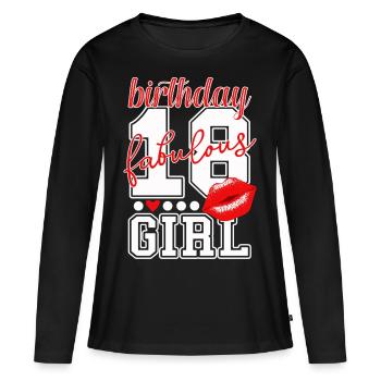 18 ans 18 ans Red Kiss fille filles - T-shirt manches longues Premium bio Femme - noir - Devant - Julia (174cm)