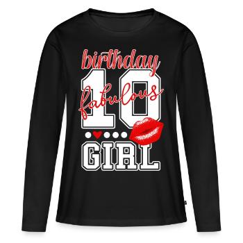 Birthday ten years. fabulous 10 birthday girl - Women's Premium Organic Long Sleeve Shirt - black - Front - Julia (174cm)