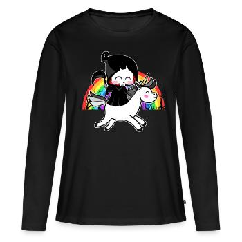 La mort est magique - Unicorn Grim Reaper Rainbow - T-shirt manches longues Premium bio Femme - noir - Devant - Julia (174cm)
