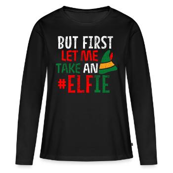 Elfie, jeu de mots - T-shirt manches longues Premium bio Femme - noir - Devant - Julia (174cm)