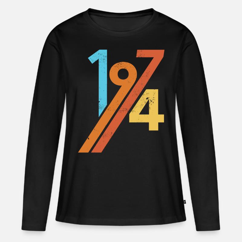 1974 - Frauen Premium Bio Langarmshirt - Schwarz