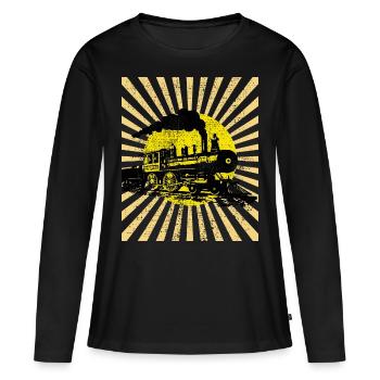 locomotive à vapeur - T-shirt manches longues Premium bio Femme - noir - Devant - Julia (174cm)