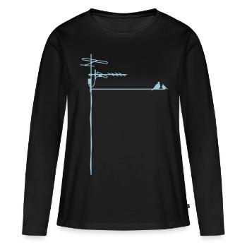 antennes oiseaux toit Sendemast données Ville - T-shirt manches longues Premium bio Femme - noir - Devant - Julia (174cm)