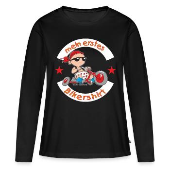 CD - mein erstes Biker Shirt - Motorrad Design für - Frauen Premium Bio Langarmshirt - Schwarz - Vorne - Julia (174cm)