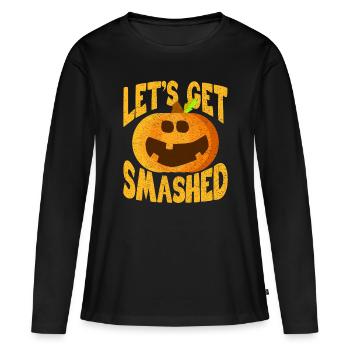 HALLOWEEN Citrouille - T-shirt manches longues Premium bio Femme - noir - Devant - Julia (174cm)
