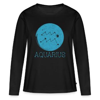 Verseau du zodiaque - T-shirt manches longues Premium bio Femme - noir - Devant - Julia (174cm)