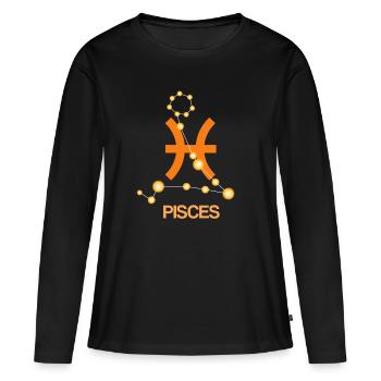 Poisson zodiaque - T-shirt manches longues Premium bio Femme - noir - Devant - Julia (174cm)