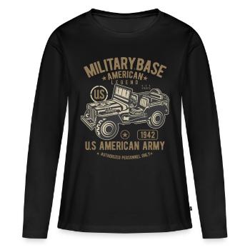 Jeep militaire américaine. Jeep American Army. - T-shirt manches longues Premium bio Femme - noir - Devant - Julia (174cm)