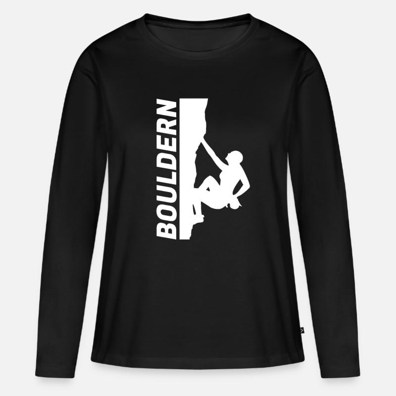 Bouldern Boulderer Klettern Kletterin - Frauen Premium Bio Langarmshirt - Schwarz