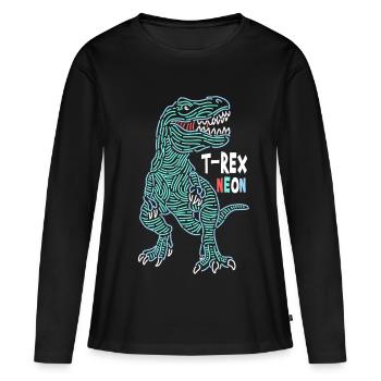 T-Rex Neon - T-shirt manches longues Premium bio Femme - noir - Devant - Julia (174cm)