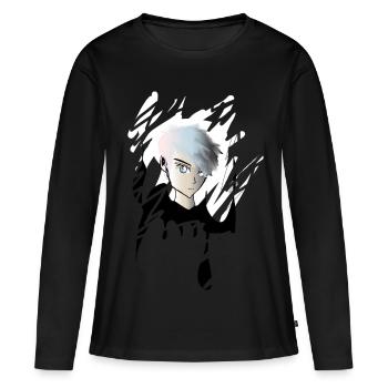 Junge im Animestyle - Frauen Premium Bio Langarmshirt - Schwarz - Vorne - Julia (174cm)