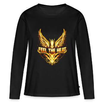 « HEAT » Allume le feu ! - T-shirt manches longues Premium bio Femme - noir - Devant - Julia (174cm)