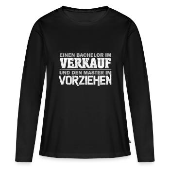 Vente de célibataire - T-shirt manches longues Premium bio Femme - noir - Devant - Julia (174cm)