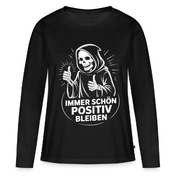 Immer schön positiv Skull Reaper Daumen hoch - Frauen Premium Bio Langarmshirt - Schwarz - Vorne - Julia (174cm)