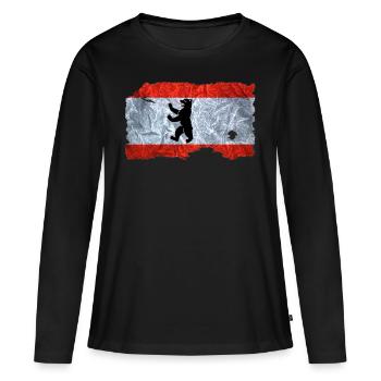 Regard drapeau Berlin / drapeau de cru utilisé - T-shirt manches longues Premium bio Femme - noir - Devant - Julia (174cm)