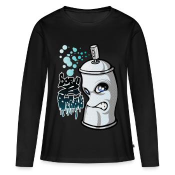 Spray and graffiti - T-shirt manches longues Premium bio Femme - noir - Devant - Julia (174cm)