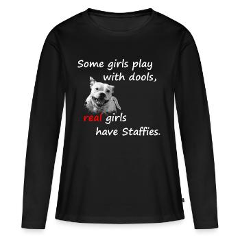 Les vraies filles ont un staff - T-shirt manches longues Premium bio Femme - noir - Devant - Julia (174cm)