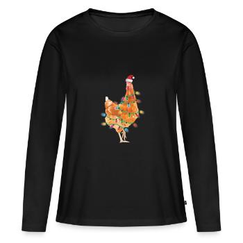 Huhn lumières noël casquette de Noël - T-shirt manches longues Premium bio Femme - noir - Devant - Julia (174cm)