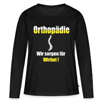Orthopédie, Nous veillons à la chemise vertèbre cadeau - T-shirt manches longues Premium bio Femme - noir - Devant - Julia (174cm)