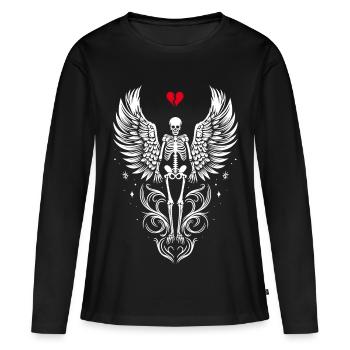 Skelett mit Flügel Anti Valentines Day - Frauen Premium Bio Langarmshirt - Schwarz - Vorne - Julia (174cm)