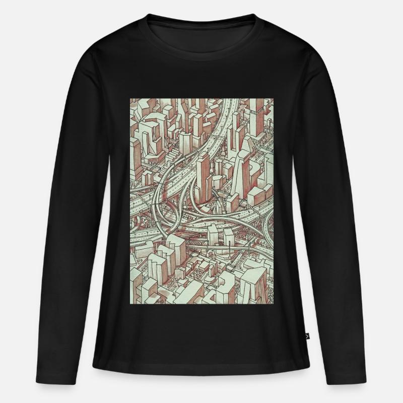 Wireframe Intersection - Frauen Premium Bio Langarmshirt - Schwarz