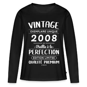 2008 – Vintage – Perfekt gereift - Frauen Premium Bio Langarmshirt - Schwarz - Vorne - Julia (174cm)