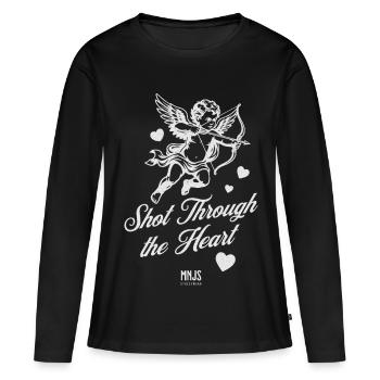 Coup de cœur de Cupidon - T-shirt manches longues Premium bio Femme - noir - Devant - Julia (174cm)