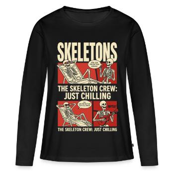 Skeleton Crew Just Chilling - Women's Premium Organic Long Sleeve Shirt - black - Front - Julia (174cm)